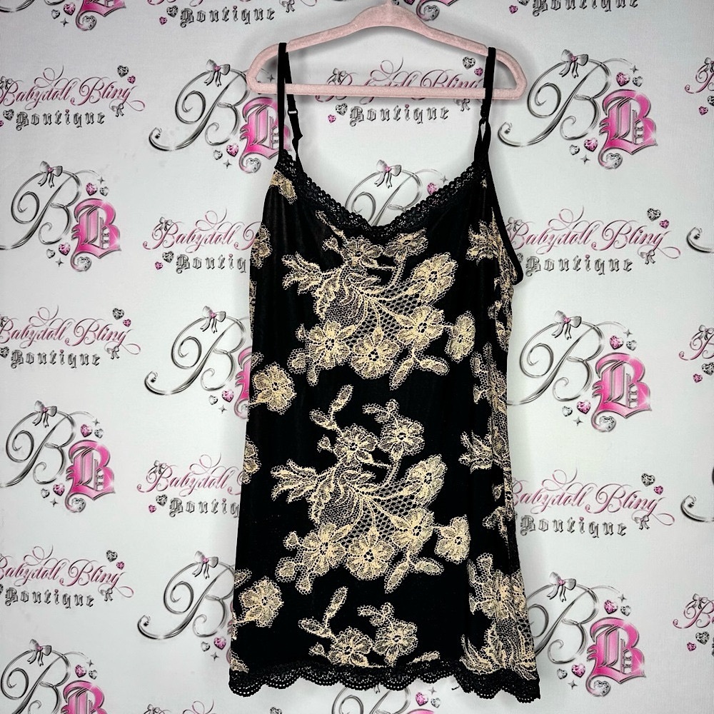 Jockey tank top lace black tan sexy soft buttery Black Lace Slip cami